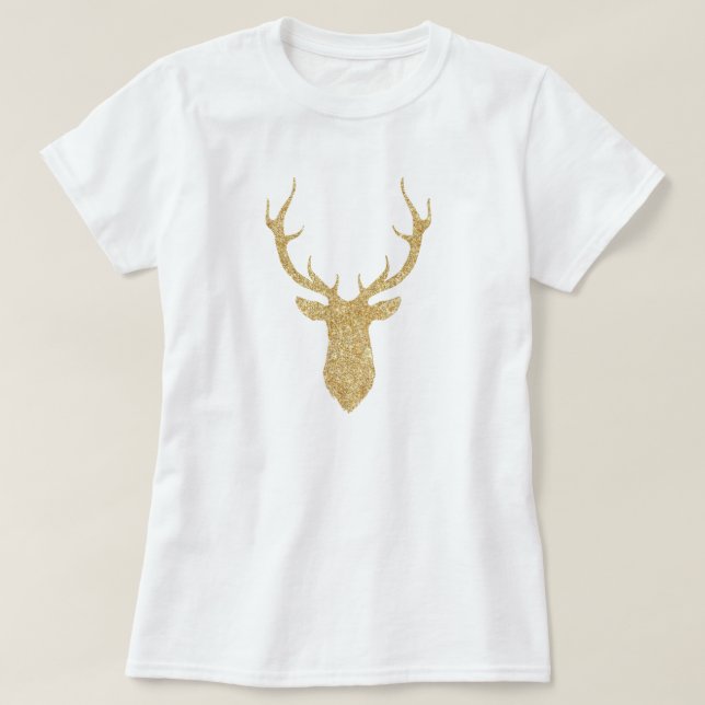 Faux Guld Glitter jul Hjort Tee (Design framsida)