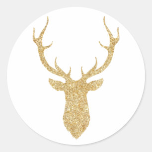 Faux Guld Glitter, julen Hjort Runt Klistermärke