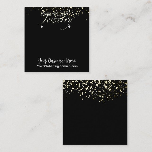 Faux Guld Glitter Juvelry earry visning card Fyrkantigt Visitkort (Fram/baksida)