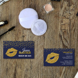Faux Guld Glitter Läppar och Confetti Makeup Artis Visitkort