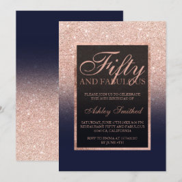 Faux guld glitter, marinblått femtio fantastiska m inbjudningar