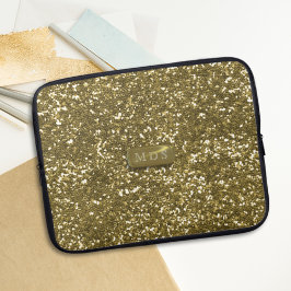 Faux Guld Glitter Modern Monogram Laptop sleeve
