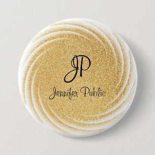 Faux Guld Glitter Monogrammed Elegant Template Knapp