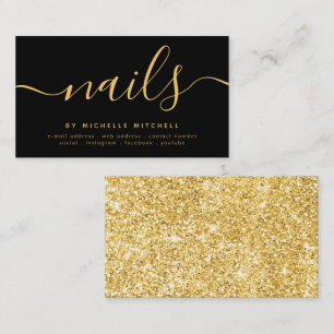 Faux Guld Glitter Nail Technician Beauty Visitkort