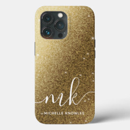 Faux Guld Glitter Namn och Monogram