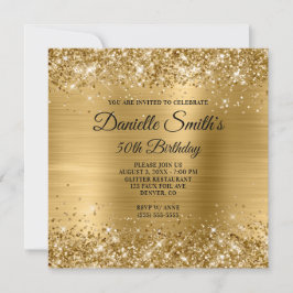 Faux Guld Glitter och Foil 50:e födelsedagen Inbjudningar