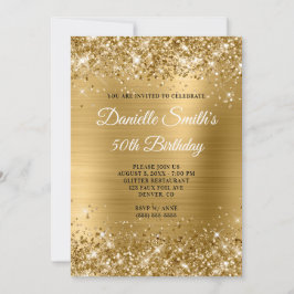 Faux Guld Glitter och Foil 50:e födelsedagen Inbjudningar