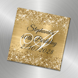 Faux Guld Glitter och Foil Monogram 40:e födelseda Magnet