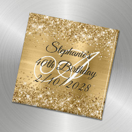 Faux Guld Glitter och Foil Monogram 40:e födelseda Magnet