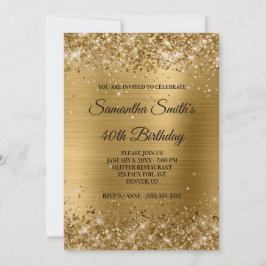 Faux Guld Glitter och Shiny Foil 40:e födelsedagen Inbjudningar