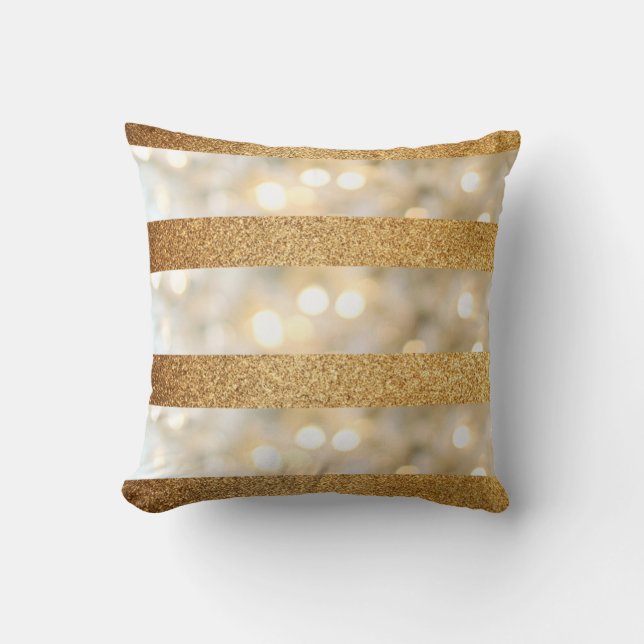 Faux Guld glitter och White Kudde (Framsida)