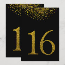 Faux Guld Glitter på det svarta Bordsnumret Card