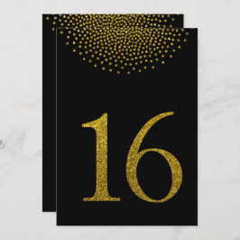 Faux Guld Glitter på det svarta Bordsnumret Card Inbjudningar