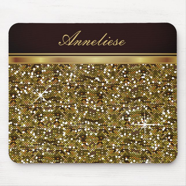 Faux Guld Glitter - Personlig Musmatta (Framsidan)
