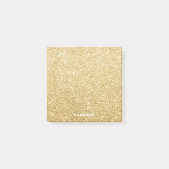 Faux Guld Glitter Personlig Post-it Notes (Framsida)
