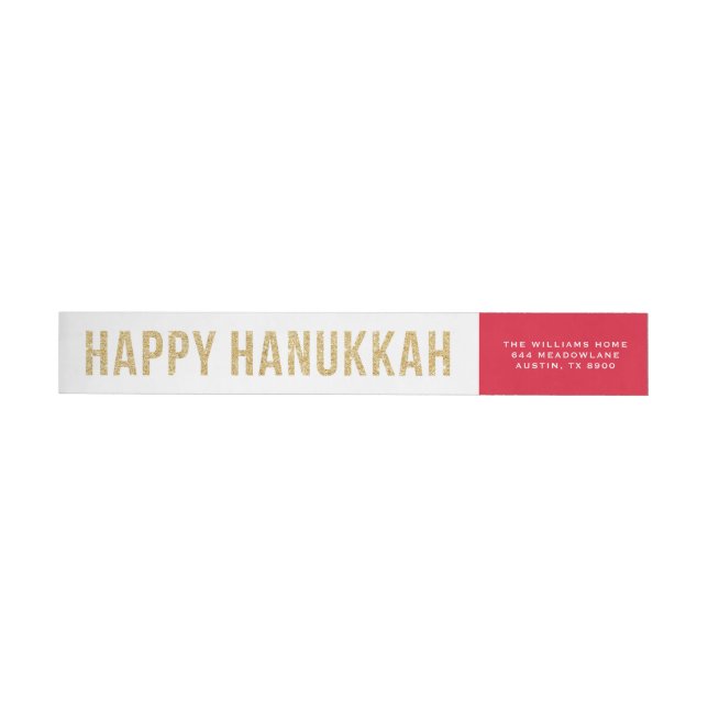 Faux Guld Glitter Photo Collage Lycklig Hanukkah Etikettband (Individual)