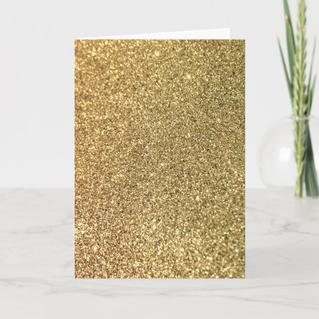 Faux Guld Glitter Photo Kort (Framsida)