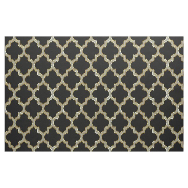 Faux Guld Glitter Quatrefoil Ikat Tyg (Fat Quarter)