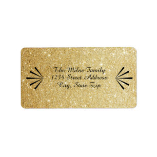 Faux Guld Glitter Retro - Adressetiketter