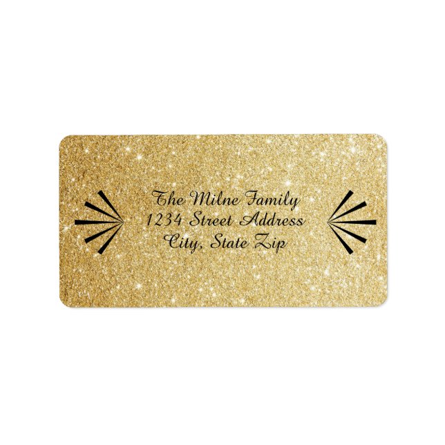 Faux Guld Glitter Retro - Adressetiketter (Framsidan)
