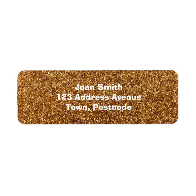 Faux Guld glitter Returadress Etikett (Framsidan)