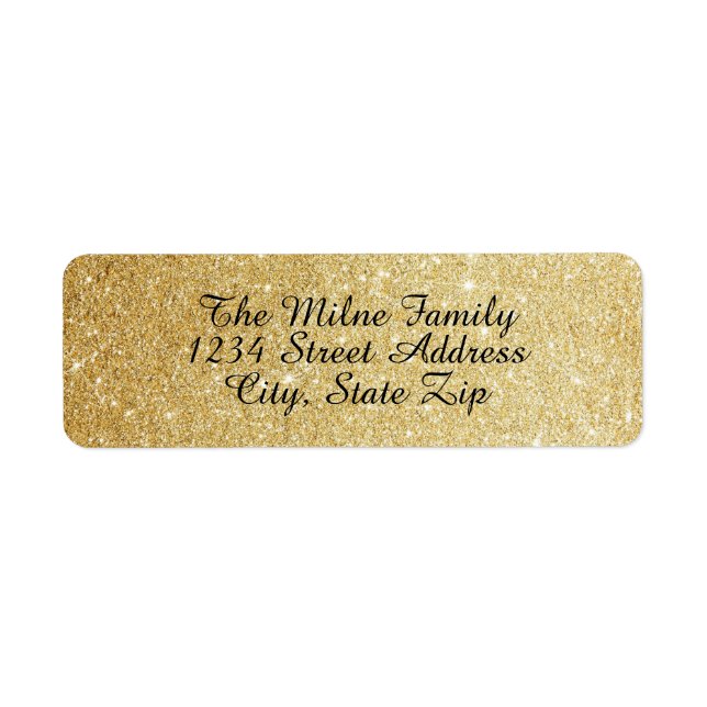 Faux Guld Glitter - Returetiketter Returadress Etikett (Framsidan)