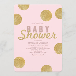 Faux Guld Glitter Rosa Baby Shower Inbjudan