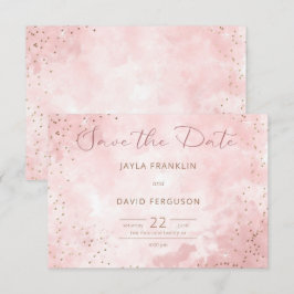Faux Guld Glitter & Rosa Modern Bröllop Spara Datumet