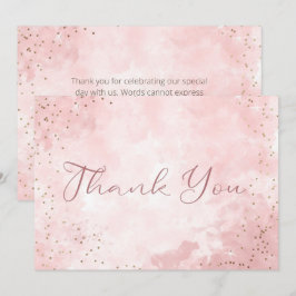 Faux Guld Glitter & Rosa Modern Bröllop Tack Kort