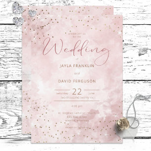 Faux Guld Glitter & Rosa Modern bröllopsinbjudan Inbjudningar