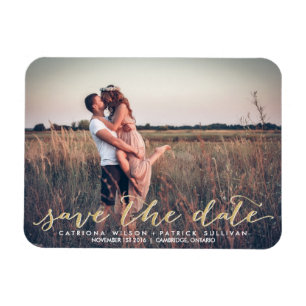 Faux Guld Glitter Script Spara datum magneter