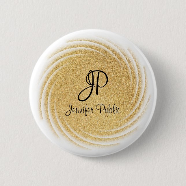 Faux Guld Glitter, se monogrammad mall Knapp (Framsida)