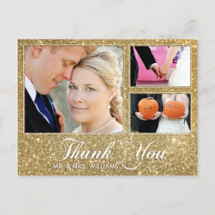 Faux Guld Glitter Tack 3 Fotovykort Vykort