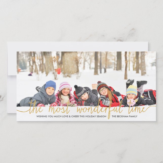 Faux Guld Glitter Typography Helgdag Photo Card Julkort (Framsida)
