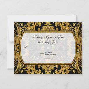 Faux Guld Glitter Vintage OSA Response of Biljett Kort