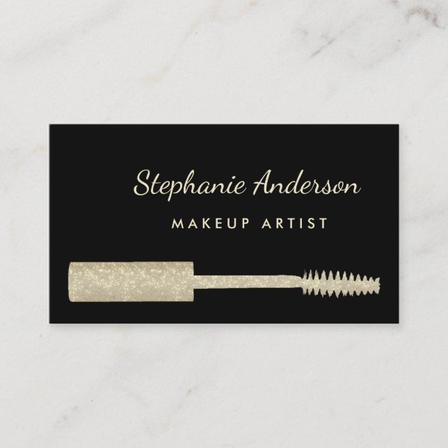 FAUX Guld Glitz Mascara Brush Makeup Artist Tidsbeställning Kort (Framsida)