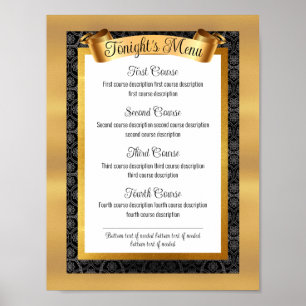 Faux guld gourmet middag party catering Meny Poster