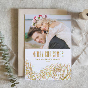 Faux Guld Gräs Nål Merry och Married Photo Helgkort