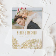Faux Guld Gräs Nål Merry och Married Photo
