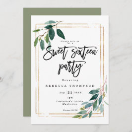 faux guld greenery geometric modern söt 16 inbjudningar