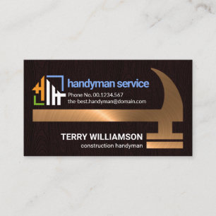Faux Guld Hammer Timber Grunge Builder Handyman Visitkort