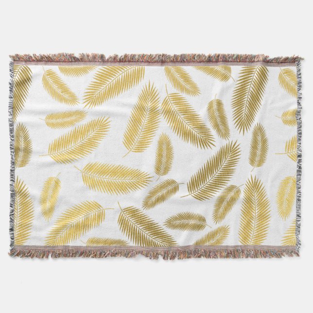 Faux Guld Handflatan Löv Mönster Sherpa Blanket Filt (Framsidan)