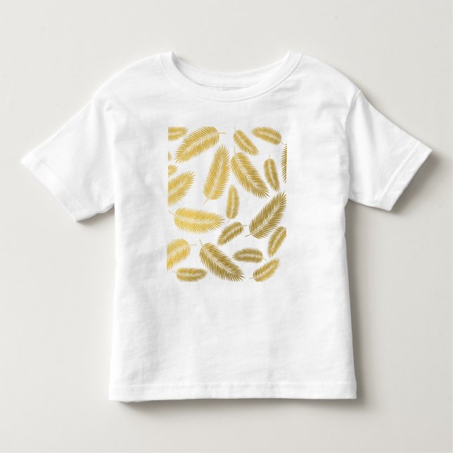 Faux Guld Handflatan Löv Mönster T Shirt (Framsida)