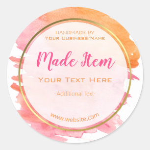 Faux Guld handgjord produkt för små hemföretag Runt Klistermärke