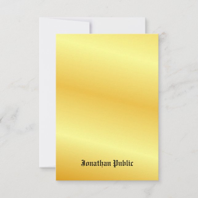 Faux Guld handskriven monogrammad Anpassningsbar Anteckningskort (Framsida)