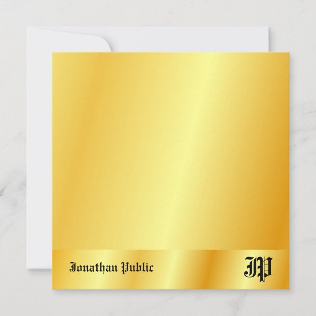 Faux Guld Handwrite Monogram Personlig Anteckningskort (Framsida)