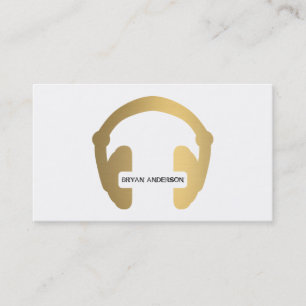 Faux Guld Headphone DJ Affärskort Visitkort