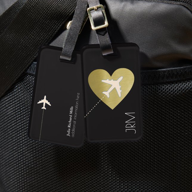 Faux Guld Heart Kärlek Airplan Tavel Bagagebricka (Skapare uppladdad)