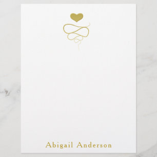 Faux Guld Heart Ornament Stationär Personlig