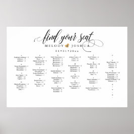 FAUX GULD HEART-STARTCHART, ALFABETISKT POSTER